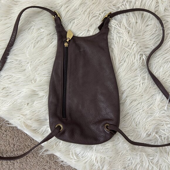 Libaire USA Pebbled Leather Backpack Bag Chocolate Brown - Picture 3 of 5